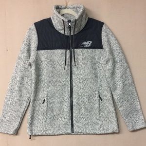 New Balance Women’s Full Zip Grey Herringbone Sweater Fleece. Sz M